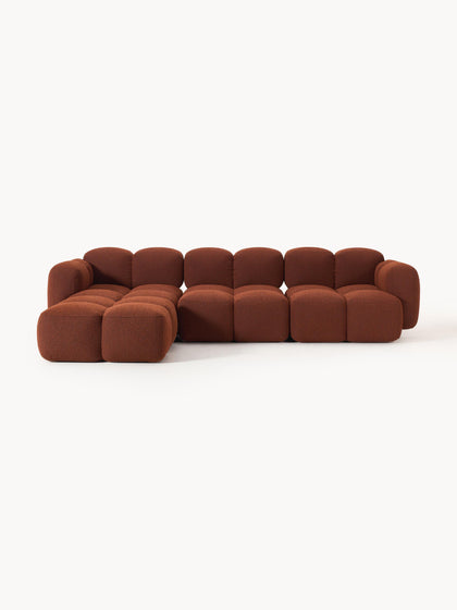Westwing Collection Modulares Sofa Tayla (4-Sitzer) aus Bouclé mit Hocker (links/rechts)