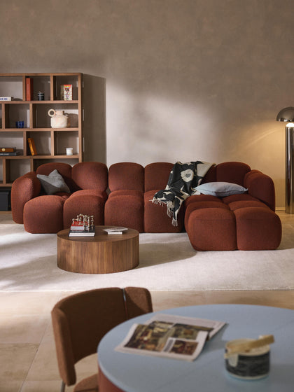 Westwing Collection Modulares Sofa Tayla (4-Sitzer) aus Bouclé mit Hocker (links/rechts) Riesige Rabatte
