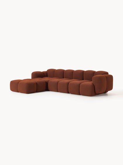 Westwing Collection Modulares Sofa Tayla (4-Sitzer) aus Bouclé mit Hocker (links/rechts) Riesige Rabatte