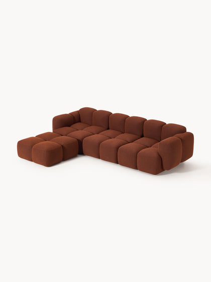 Westwing Collection Modulares Sofa Tayla (4-Sitzer) aus Bouclé mit Hocker (links/rechts) Riesige Rabatte