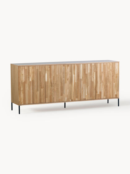 Westwing Collection Sideboard Avourio aus Eichenholz mit geriffelter Front