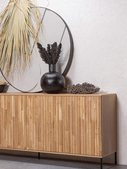 Westwing Collection Sideboard Avourio aus Eichenholz mit geriffelter Front Black Friday Preise