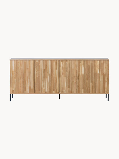 Westwing Collection Sideboard Avourio aus Eichenholz mit geriffelter Front Black Friday Preise