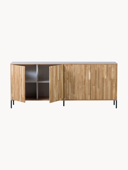 Westwing Collection Sideboard Avourio aus Eichenholz mit geriffelter Front Black Friday Preise