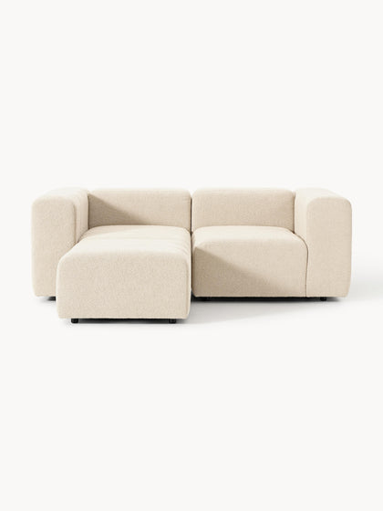 Westwing Collection Modulares Bouclé-Sofa Lena (3-Sitzer) mit Hocker (links/rechts)