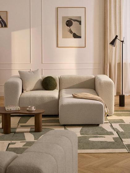 Westwing Collection Modulares Bouclé-Sofa Lena (3-Sitzer) mit Hocker (links/rechts) Saisonschlussverkauf