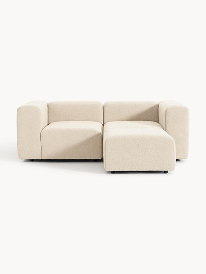 Westwing Collection Modulares Bouclé-Sofa Lena (3-Sitzer) mit Hocker (links/rechts) Saisonschlussverkauf