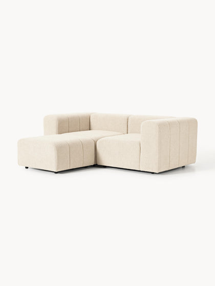 Westwing Collection Modulares Bouclé-Sofa Lena (3-Sitzer) mit Hocker (links/rechts) Saisonschlussverkauf