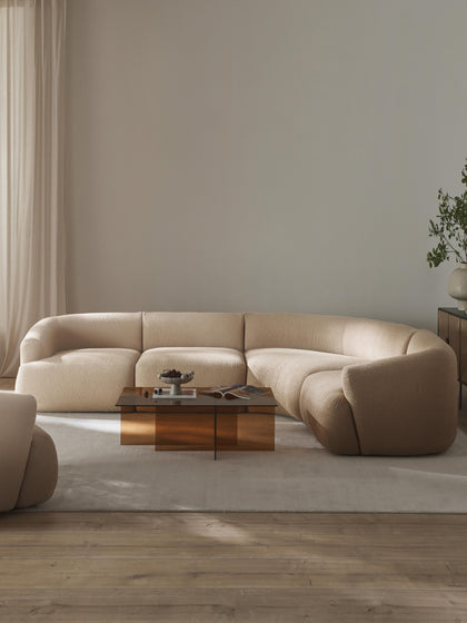 Westwing Collection Modulares Bouclé-Ecksofa Sofia (4-Sitzer) Lagerräumung