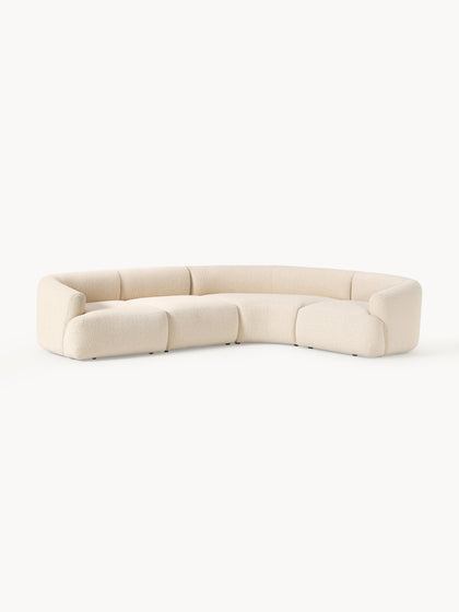 Westwing Collection Modulares Bouclé-Ecksofa Sofia (4-Sitzer) Lagerräumung