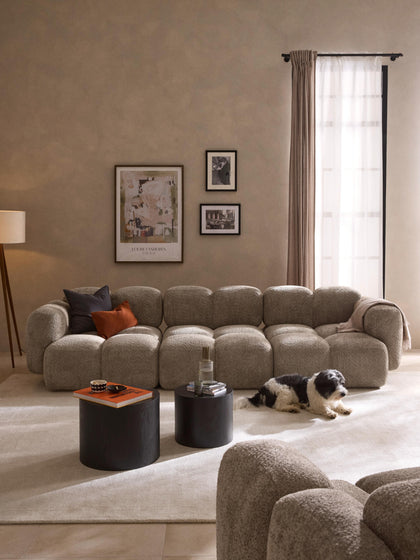 Westwing Collection Modulares Sofa Tayla (4-Sitzer) aus Teddy-Bouclé Neueste Stile