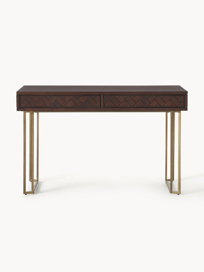 Westwing Collection Schreibtisch Luca aus Mangoholz mit Fischgrät-Muster Fabrik Onlineshop