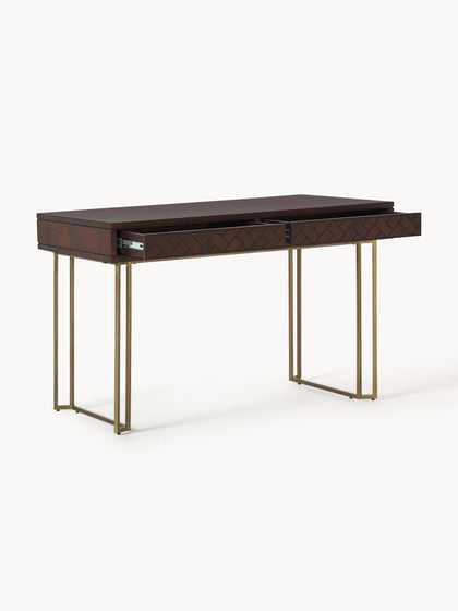 Westwing Collection Schreibtisch Luca aus Mangoholz mit Fischgrät-Muster Fabrik Onlineshop