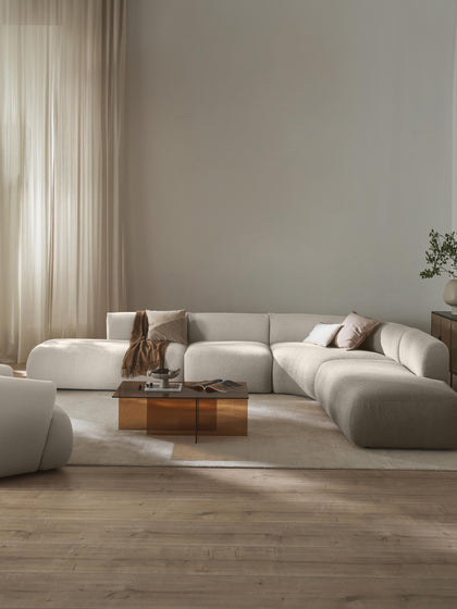 Westwing Collection Modulares Bouclé-Ecksofa Sofia (4-Sitzer) Valentinstagsangebot