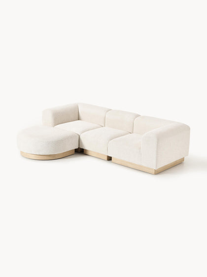 Westwing Collection Modulares Sofa Natalie (3-Sitzer) aus Teddy-Bouclé mit Hocker (links/rechts) VIP-Rabatte