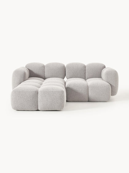 Westwing Collection Modulares Sofa Tayla (3-Sitzer) aus Bouclé mit Hocker (links/rechts)