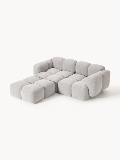 Westwing Collection Modulares Sofa Tayla (3-Sitzer) aus Bouclé mit Hocker (links/rechts) Super Sparpreis