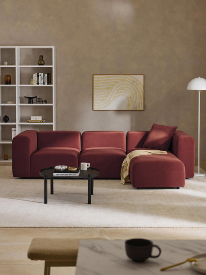 Westwing Collection Modulares Samt-Sofa Lena (4-Sitzer) mit Hocker (links/rechts) Letzte 2 Tage