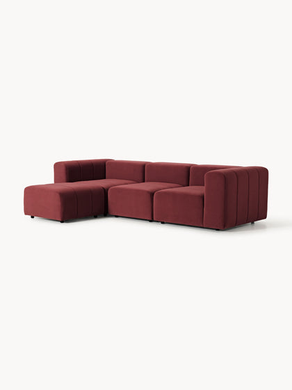 Westwing Collection Modulares Samt-Sofa Lena (4-Sitzer) mit Hocker (links/rechts) Letzte 2 Tage