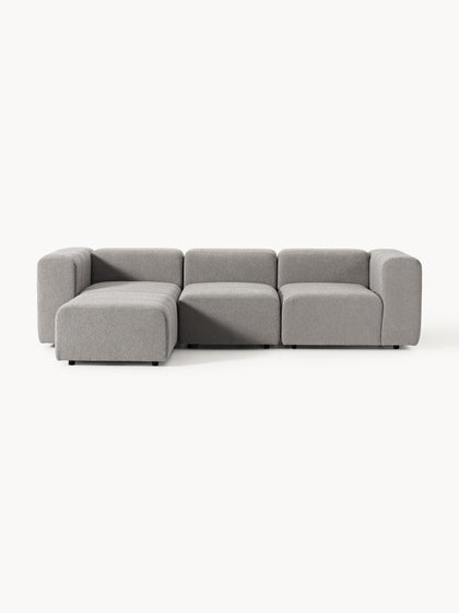 Westwing Collection Modulares Bouclé-Sofa Lena (4-Sitzer) mit Hocker (links/rechts) Sonderangebot der Fabrik