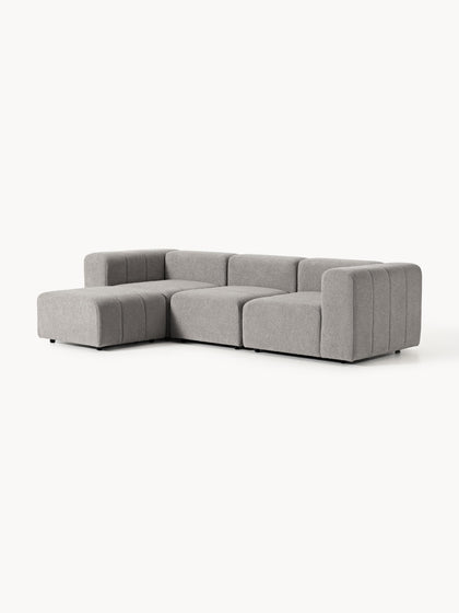 Westwing Collection Modulares Bouclé-Sofa Lena (4-Sitzer) mit Hocker (links/rechts) Sonderangebot der Fabrik