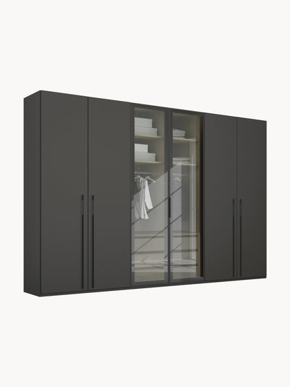 Westwing Collection Drehtürenschrank Skat Shine mit beleuchteten Glastüren