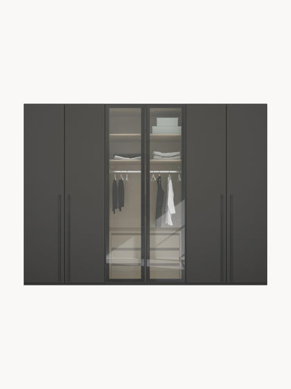 Westwing Collection Drehtürenschrank Skat Shine mit beleuchteten Glastüren Nur noch ein Tag übrig