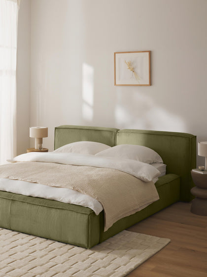 Westwing Collection Polsterbett Lennon aus Cord mit Stauraum Fabrikverkauf