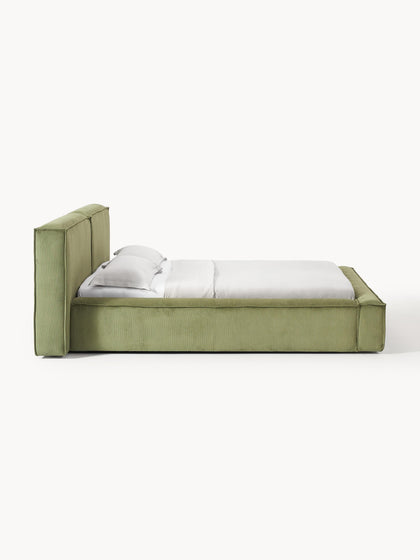 Westwing Collection Polsterbett Lennon aus Cord mit Stauraum Fabrikverkauf