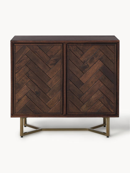 Westwing Collection Sideboard Luca aus Mangoholz mit Fischgrät-Muster Blitzverkäufe