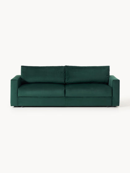 Westwing Collection Samt-Schlafsofa Tasha (3-Sitzer) mit Stauraum