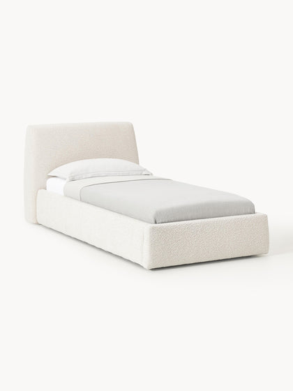 Westwing Collection Bouclé-Einzelbett Cloud mit Stauraum