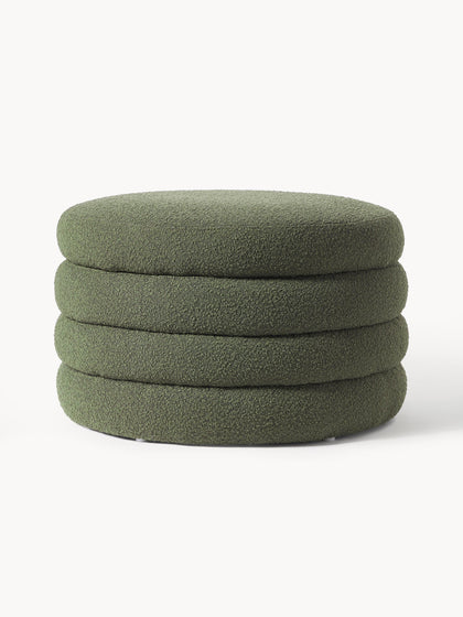 Westwing Collection XL Bouclé-Polsterhocker Alto mit Stauraum Räumungsverkauf
