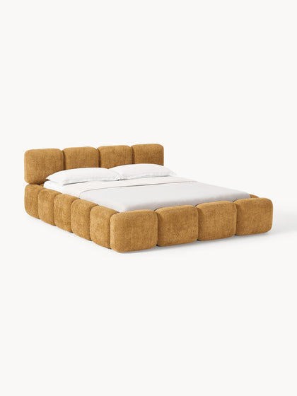 Westwing Collection Polsterbett Tayla aus Teddy-Bouclé mit Stauraum