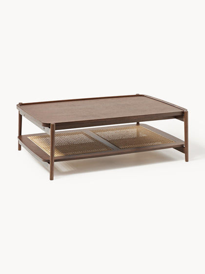 Westwing Collection Holz-Couchtisch Libby mit Ablagefläche aus Wiener Geflecht Bis zu 60% Rabatt