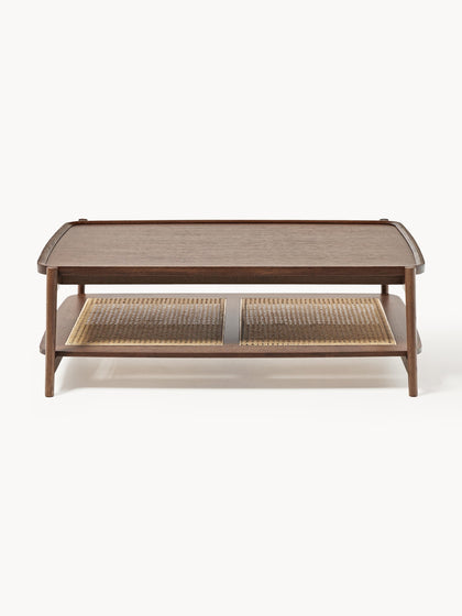 Westwing Collection Holz-Couchtisch Libby mit Ablagefläche aus Wiener Geflecht Bis zu 60% Rabatt