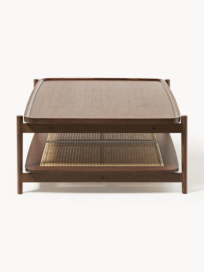 Westwing Collection Holz-Couchtisch Libby mit Ablagefläche aus Wiener Geflecht Bis zu 60% Rabatt
