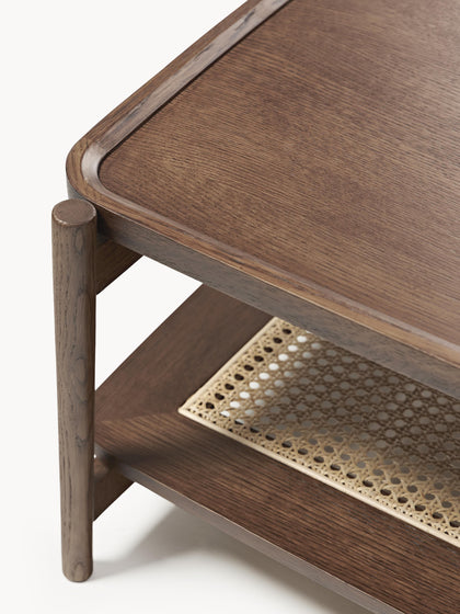 Westwing Collection Holz-Couchtisch Libby mit Ablagefläche aus Wiener Geflecht Bis zu 60% Rabatt