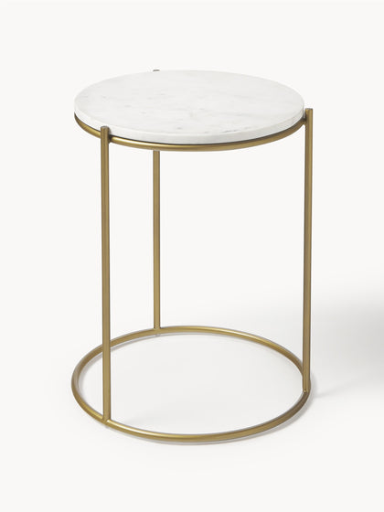 Westwing Collection Runder Marmor-Beistelltisch Ella