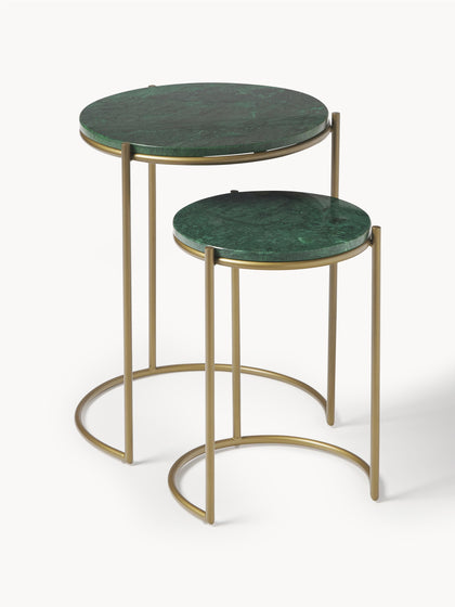 Westwing Collection Marmor-Beistelltische Ella 2er-Set Fabrikverkauf
