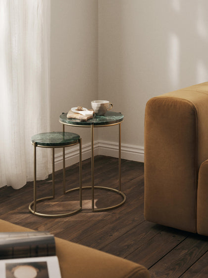 Westwing Collection Marmor-Beistelltische Ella 2er-Set Fabrikverkauf