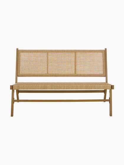 Westwing Collection Gartenbank Palina mit Kunststoff-Geflecht in Holzoptik Online Shopping
