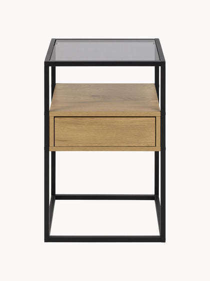 Westwing Collection Glas-Nachttisch Randolf mit Schublade Top Angebot