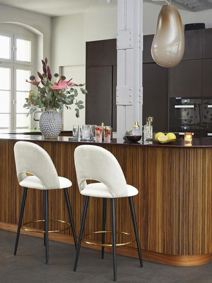 Westwing Collection Samt-Barstuhl Rachel VIP-Rabatte