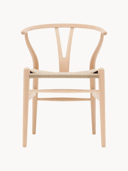 Westwing Collection Holzstuhl CH24 Wishbone Chair mit handgeflochtener Sitzfläche