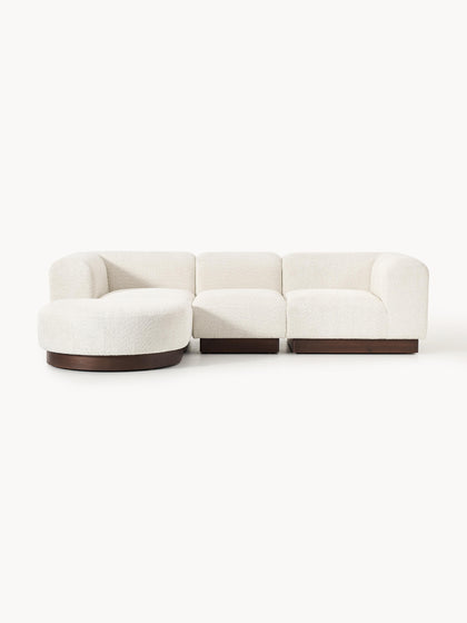 Westwing Collection Modulares Sofa Natalie (3-Sitzer) aus Teddy-Bouclé mit Hocker (links/rechts) Wochenangebot