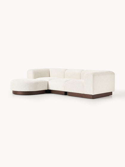 Westwing Collection Modulares Sofa Natalie (3-Sitzer) aus Teddy-Bouclé mit Hocker (links/rechts) Wochenangebot