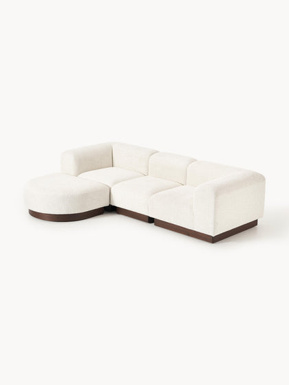 Westwing Collection Modulares Sofa Natalie (3-Sitzer) aus Teddy-Bouclé mit Hocker (links/rechts) Wochenangebot