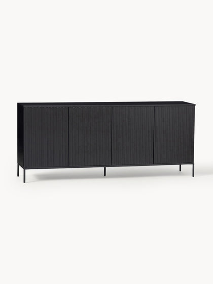 Westwing Collection Sideboard Avourio aus Kiefernholz mit geriffelter Front
