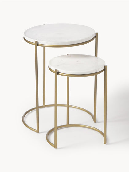 Westwing Collection Marmor-Beistelltische Ella 2er-Set Discount Store für neue Produkte